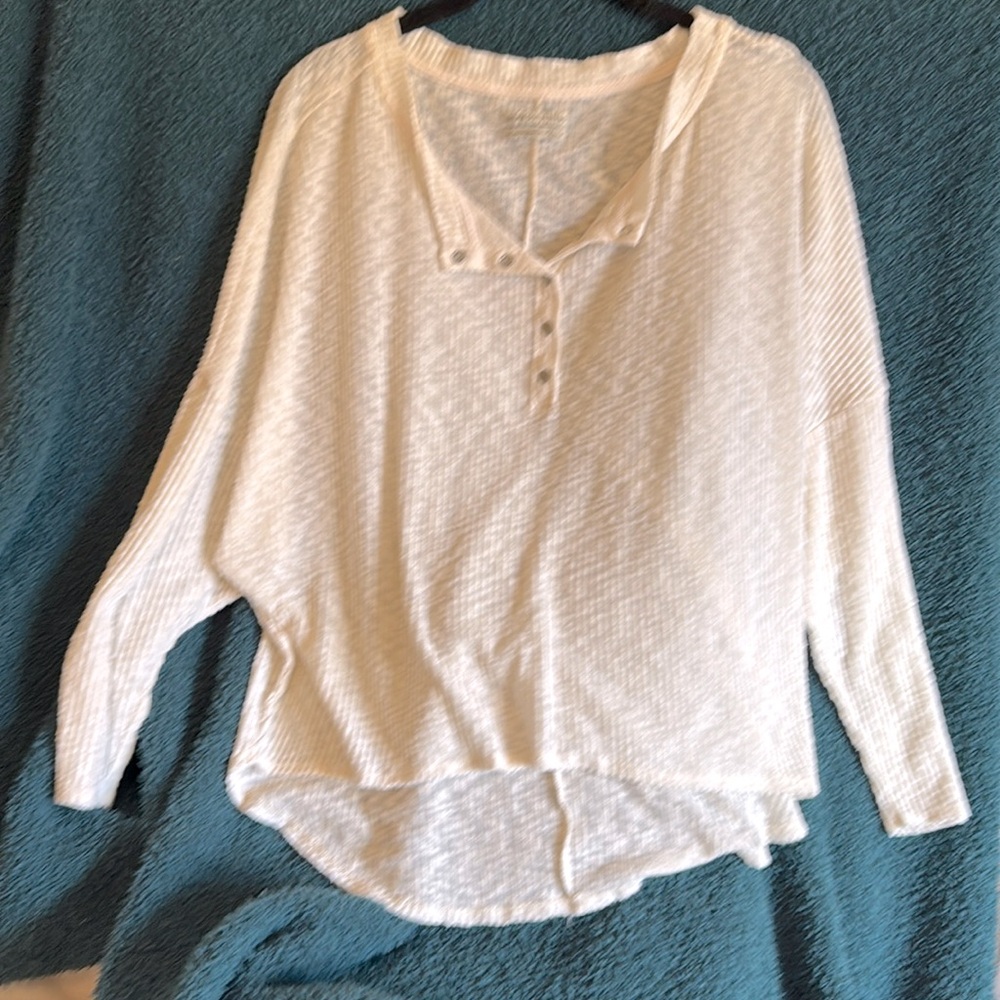 Urban Outfitters Holland Thermal Henley Top Cream Size Small